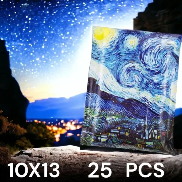 25 10X13 Poly Mailers Starry Night Flat Mailers PRICE IS FIRM - Picture 4 of 5